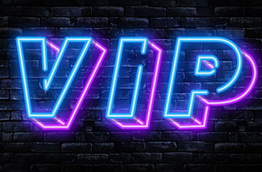 The word VIP in neon letters.